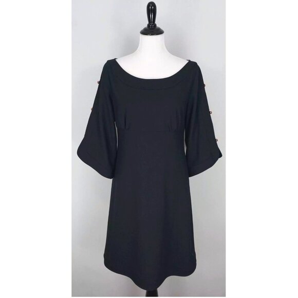 Size 12 ELIZA J BLACK KNIT WIDE SLEEVE‎ DRESS Fall Winter Day/Evening Nordstrom - Picture 1 of 6